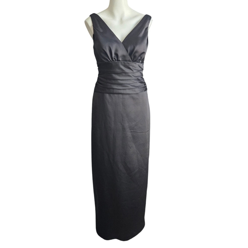 Davids Bridal dress Sz‎ 6 sleeveless ruched prom black formal maxi